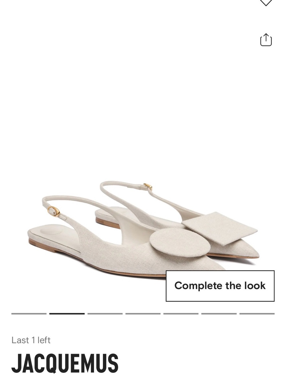 Jacquemus Cream Pointed Slingback Flats with Textured Upper - Picture 2 of 4